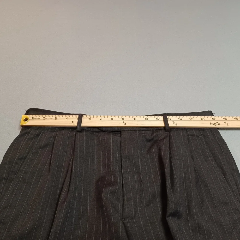 Brooks Brothers Mens 34x29 Grey‎ Pinstripe Pleated Wool Dress Pants Made in USA